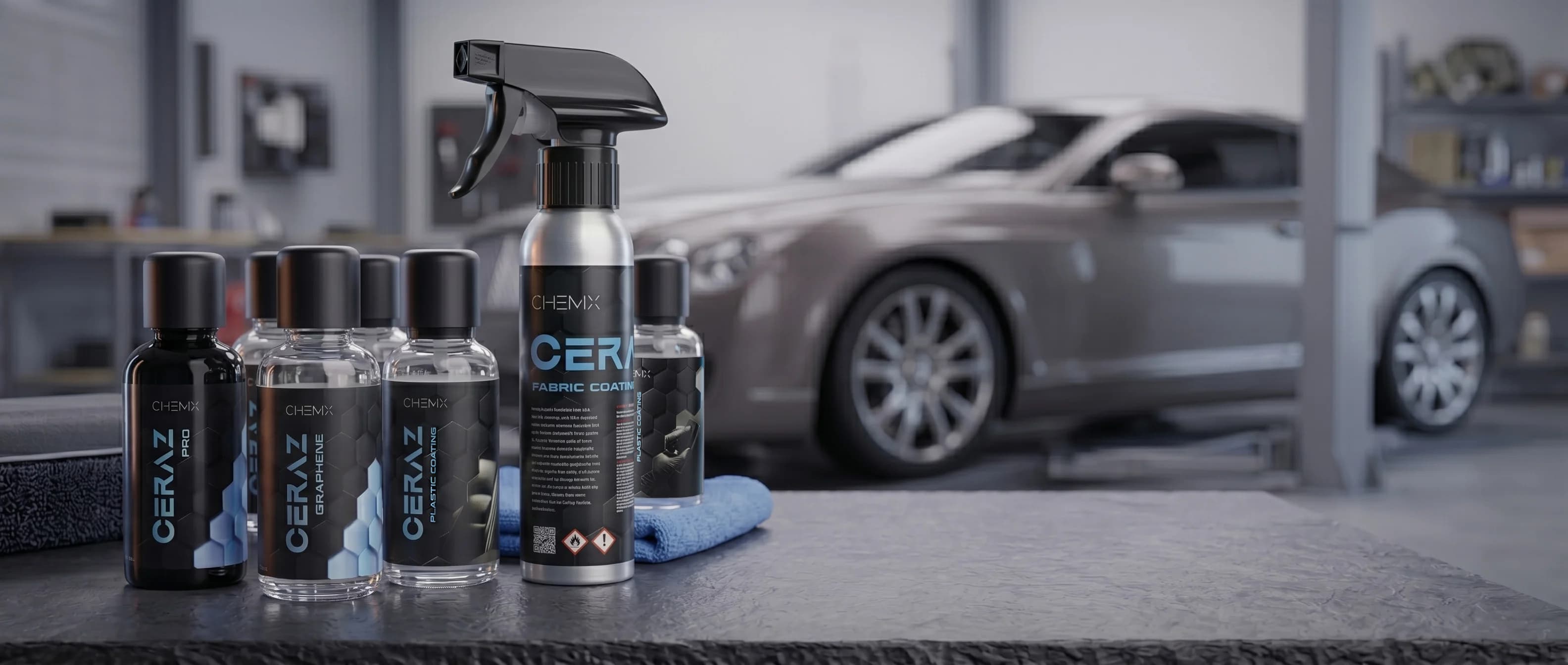 Chemix Ceraz ceramic coating with a detailed car